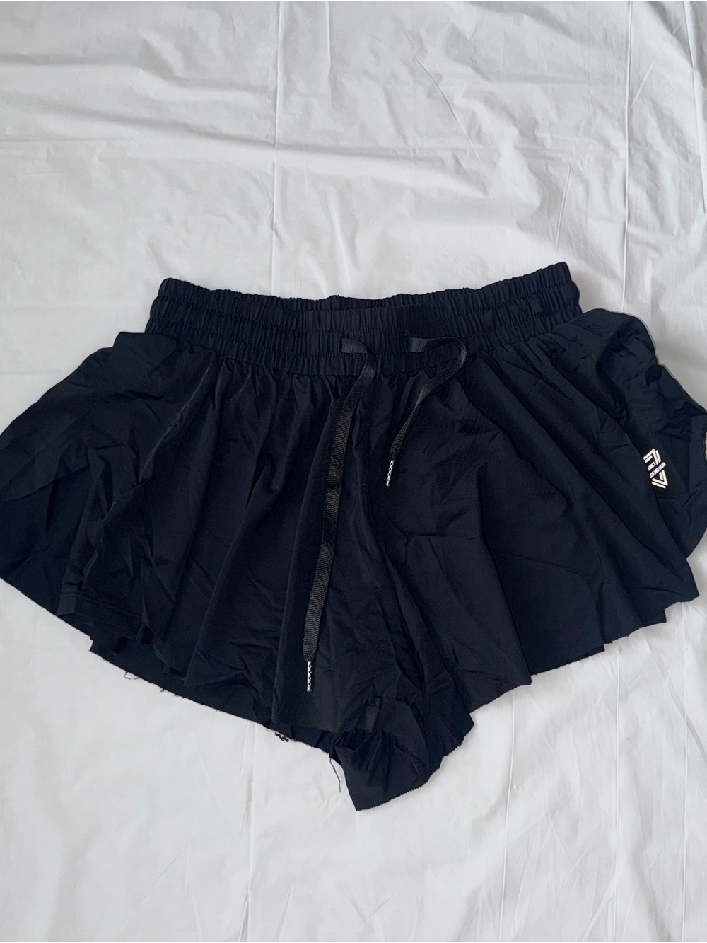 Black Women's Ruffle Drawstring Shorts